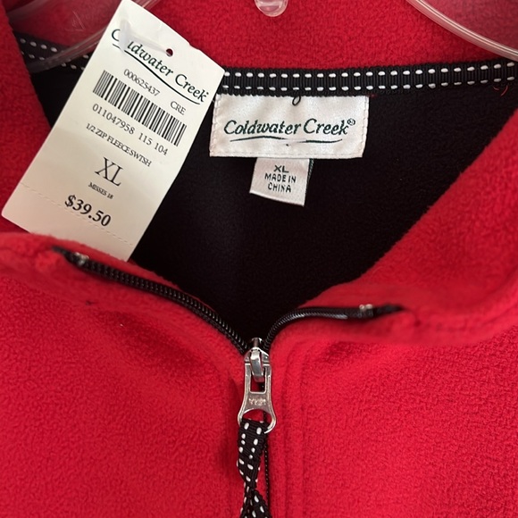 Coldwater creek Red fleece half zip with pockets - Picture 2 of 3